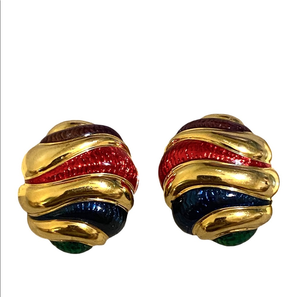 Vintage Joan Rivers multi color clip on earrings